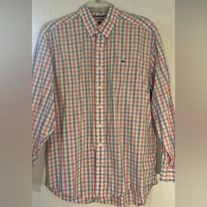 Vineyard vines pink/blue Classic Checkered Button-Down Shirt L